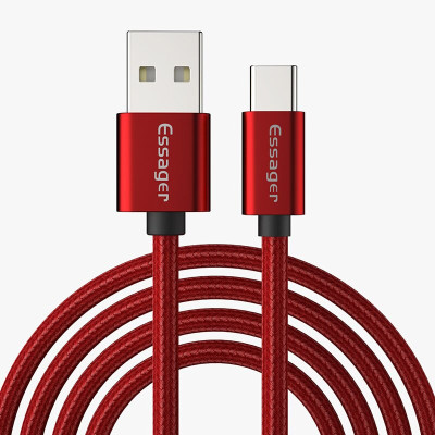 Зарядный кабель Red ESSAGER USB Type-C 3A 2метра