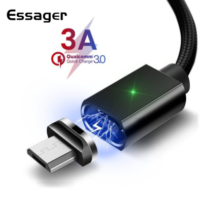 Магнитный кабель черный ESSAGER для micro USB 3 метра Магнитный кабель черный ESSAGER для micro USB 3 метра