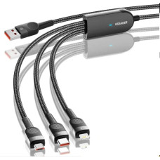Зарядний кабель Swift 3 в 1 ESSAGER (micro USB, Type-C, Lightning) 1.2метр 66W