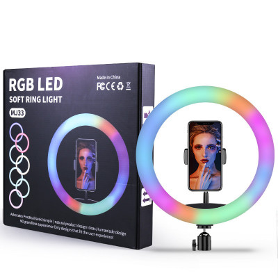 Кольцевая светодиодная LED лампа RIAS MJ33 RGB 33см Разноцветная с держателем USB управление на проводе Кольцевая светодиодная LED лампа RIAS MJ33 RGB 33см Разноцветная с держателем USB управление на проводе