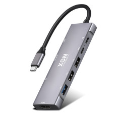 USB-хаб XON SmartHub 9 в 1 HDMI 3.5 Audio SD/TF 2xType-C 3xUSB3.0 Сірий (UHCHP095300G 5245)