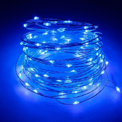 Светодиодная гирлянда-нить на батарейках Decorative Light синяя 10м 100LED 218-21526967 Светодиодная гирлянда-нить на батарейках Decorative Light синяя 10м 100LED 218-21526967