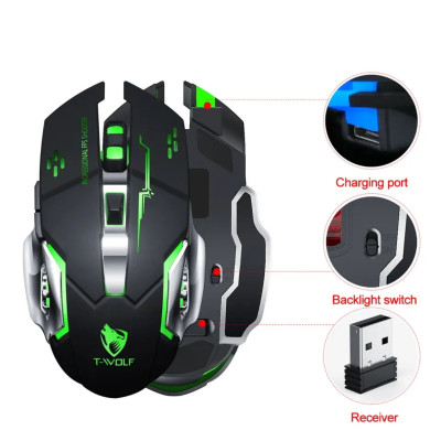 Мышь беспроводная игровая с подсветкой T-Wolf Q13 Black 2,4G+Bluetooth Мышь беспроводная игровая с подсветкой T-Wolf Q13 Black 2,4G+Bluetooth