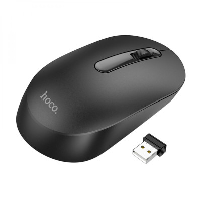 Беспроводная оптическая Мышка Hoco GM14 Platinum подключение 2.4G, 1200 DPI, кнопка 3D Черный