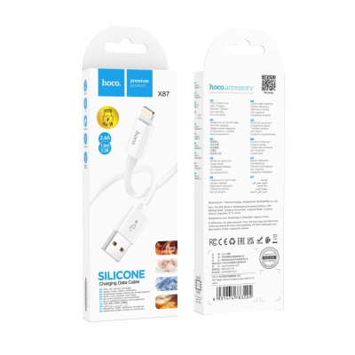 Кабель передачи данных Hoco X87 Magic silicone USB to Lightning 2.4A 1 m White Кабель передачи данных Hoco X87 Magic silicone USB to Lightning 2.4A 1 m White
