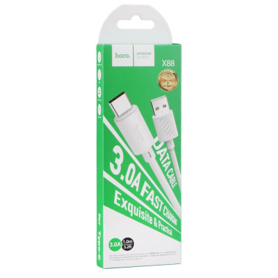 Кабель для зарядки и передачи данных Hoco X88 Gratified USB to Type C 3A 1 m White Кабель для зарядки и передачи данных Hoco X88 Gratified USB to Type C 3A 1 m White
