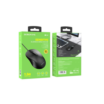 Проводная оптическая USB Мышка Borofone BG4 1000DPI 1.5 m Черный Проводная оптическая USB Мышка Borofone BG4 1000DPI 1.5 m Черный