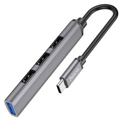 Хаб Hoco HB26 4-в-1 Type-C штекер на USB3.0 USB2.0*3 OTG Type C Grey