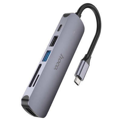 Адаптер Hoco HB28 Type C штекер на HDMI - USB3.0 - USB2.0 - SD - TF 4K 30Hz 60W 20V / 3A