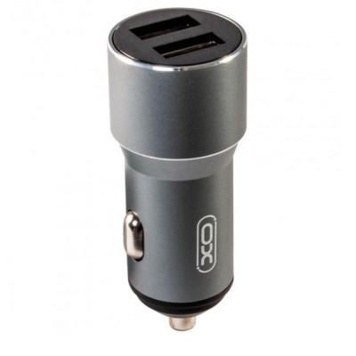 Автомобильное зарядное устройство XO CC30 Dual Metal 2USB 2.4A Серый