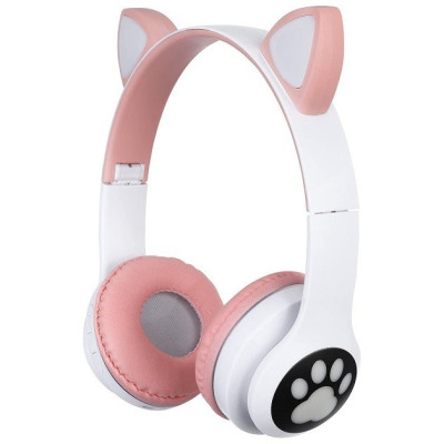 Наушники беспроводные кошачьими ушками CAT Ear VZV-23M Bluetooth RGB Розовые