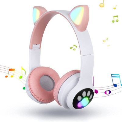 Наушники беспроводные кошачьими ушками CAT Ear VZV-23M Bluetooth RGB Розовые Наушники беспроводные кошачьими ушками CAT Ear VZV-23M Bluetooth RGB Розовые