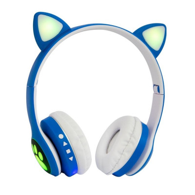 Наушники беспроводные кошачьими ушками CAT Ear VZV-23M Bluetooth RGB Синие