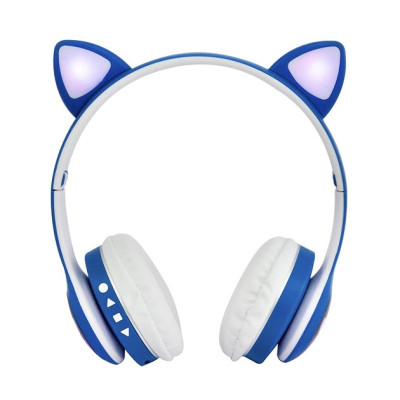 Наушники беспроводные кошачьими ушками CAT Ear VZV-23M Bluetooth RGB Синие Наушники беспроводные кошачьими ушками CAT Ear VZV-23M Bluetooth RGB Синие