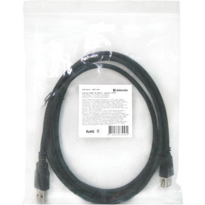 Кабель Defender USB02-10 USB2.0 AM-AF 3 м Черный (87453) (6358276) Кабель Defender USB02-10 USB2.0 AM-AF 3 м Черный (87453) (6358276)