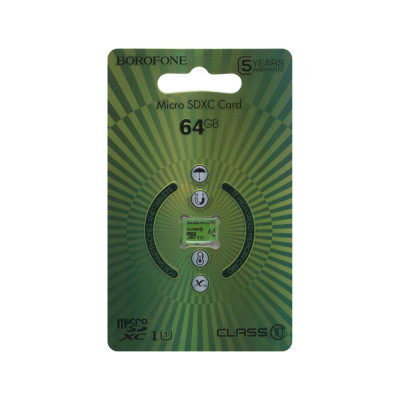 Карта памяти Borofone Micro SDXC 64gb 10 Class Зелёный Карта памяти Borofone Micro SDXC 64gb 10 Class Зелёный