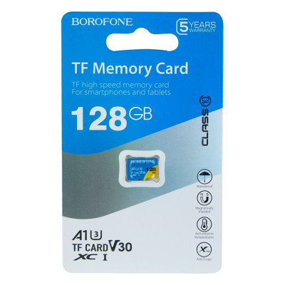 Карта памяти Borofone Micro SDXC 128gb 10 Class Голубой