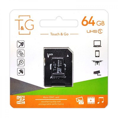 Карта памяти с адаптером Micro SDXC TG 64gb UHS-1 Class 10 Черный