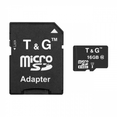 Карта памяти с адаптером T&G Micro SDHC 16gb UHS-1 Class 10 Черный