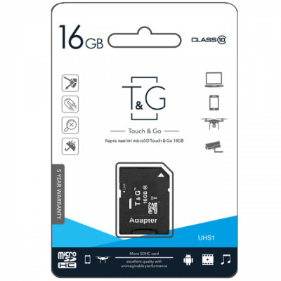 Карта памяти с адаптером T&G Micro SDHC 16gb UHS-1 Class 10 Черный Карта памяти с адаптером T&G Micro SDHC 16gb UHS-1 Class 10 Черный