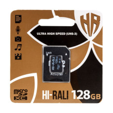 Карта памяти с адаптером Hi-Rali Micro SDXC 128gb UHS-3 Class 10 Черный