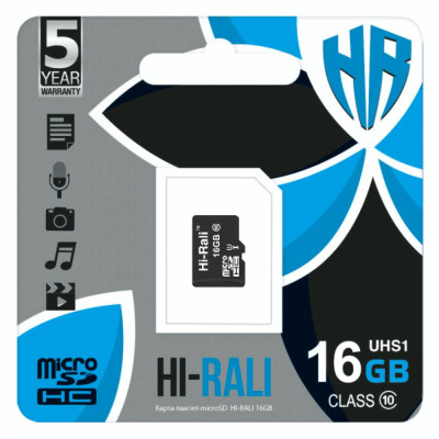 Карта памяти Hi-Rali Micro SDHC 16gb UHS-1 10 Class Черный Карта памяти Hi-Rali Micro SDHC 16gb UHS-1 10 Class Черный