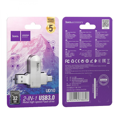 USB-накопитель Hoco UD10 Type-C 32Gb USB Flash Drive 3.0 32 Гб Steel USB-накопитель Hoco UD10 Type-C 32Gb USB Flash Drive 3.0 32 Гб Steel