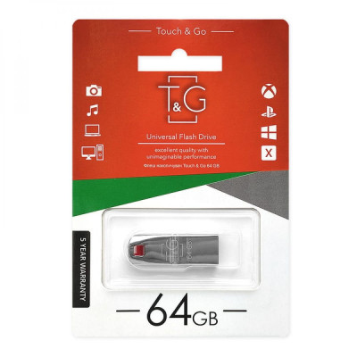 USB-накопитель T&G 64Gb Chrome 115 USB Flash Drive 2.0 64 Гб Steel