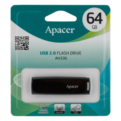 USB-накопитель Apacer AH336 64Gb USB Flash Drive 2.0 64 Гб Black USB-накопитель Apacer AH336 64Gb USB Flash Drive 2.0 64 Гб Black