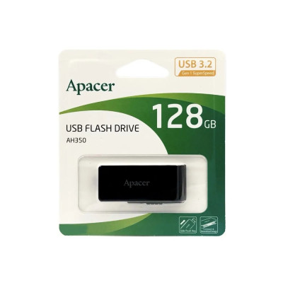 Флешка ЮСБ Apacer AH350 USB Flash Drive 3.2 128 Гб Black Флешка ЮСБ Apacer AH350 USB Flash Drive 3.2 128 Гб Black