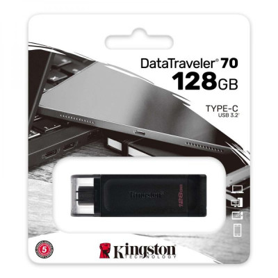 USB-накопитель Kingston DT 70 Type-C 128Gb USB Flash Drive 3.2 128 Гб Black
