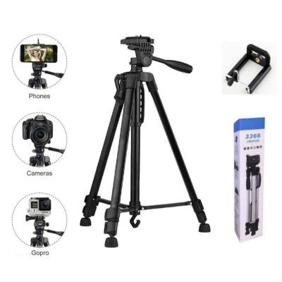 Штатив для смартфона камери та фотоапарата TRIPOD 3366 Чорний Штатив для смартфона камери та фотоапарата TRIPOD 3366 Чорний