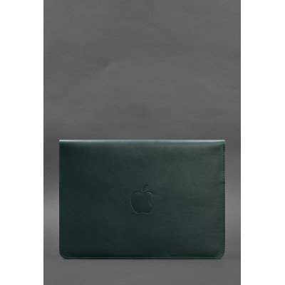 Кожаный чехол-конверт на магнитах для MacBook 14 Зеленый BlankNote