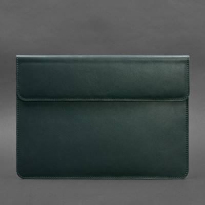 Кожаный чехол-конверт на магнитах для MacBook 14 Зеленый BlankNote