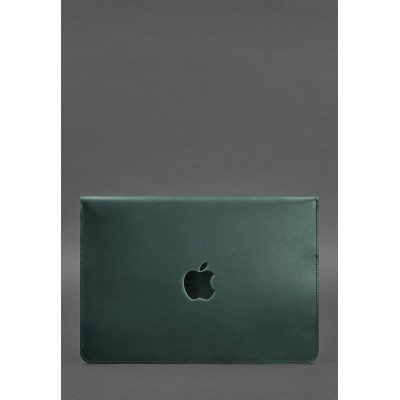 Кожаный чехол-конверт на магнитах для MacBook 14 Зеленый Crazy Horse BlankNote