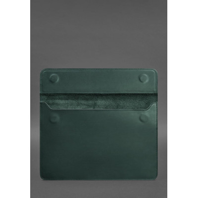 Кожаный чехол-конверт на магнитах для MacBook 14 Зеленый Crazy Horse BlankNote