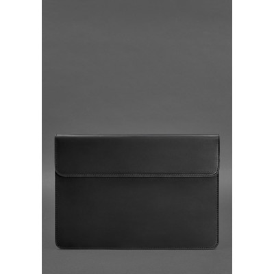 Кожаный чехол-конверт на магнитах для MacBook 14 Черный Crazy Horse BlankNote