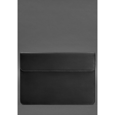 Кожаный чехол-конверт на магнитах для MacBook 15 дюйм Черный Crazy Horse BlankNote