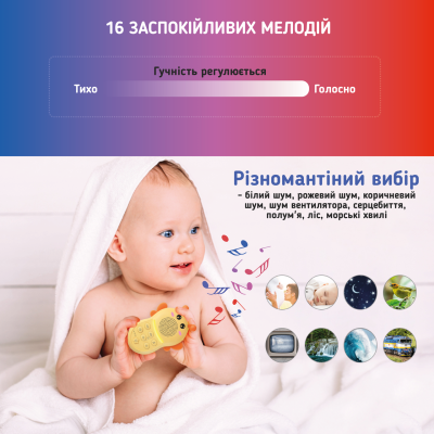 Генератор білого шуму для дитини Бджілка A1 З 16 мелодіями для швидкого сну Генератор білого шуму для дитини Бджілка A1 З 16 мелодіями для швидкого сну