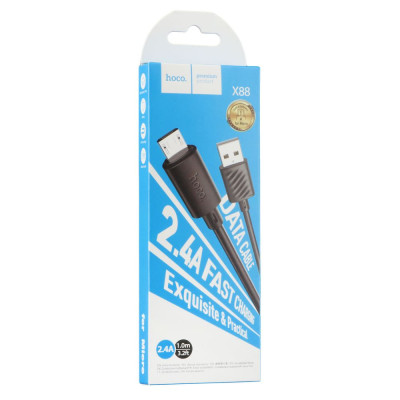 Кабель для зарядки передачи данных Hoco X88 Gratified USB на Micro-USB 2.4A 1 m Black Кабель для зарядки передачи данных Hoco X88 Gratified USB на Micro-USB 2.4A 1 m Black
