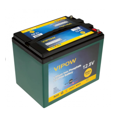 Аккумуляторная батарея Vipow LiFePO4 12.8V 50Ah со встроенной ВМS платой 40A