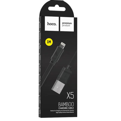 Кабель синхронізації Hoco X5 Bamboo USB - Lightning 2.4А 1 м Black Кабель синхронізації Hoco X5 Bamboo USB - Lightning 2.4А 1 м Black