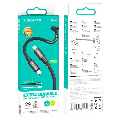 Кабель Borofone BX82 Bountiful Type-C to Lightning 1 m PD 20W Черный Кабель Borofone BX82 Bountiful Type-C to Lightning 1 m PD 20W Черный