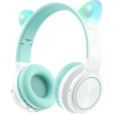 Детские беспроводные наушники Picun С03 Lucky Cat (Кошачьи ушки) Bluetooth Green (3_01845)