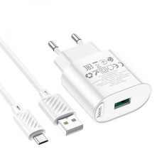 Сетевое зарядное устройство с кабелем Hoco C109A QC FCP и AFC 18 Вт USB - Micro USB