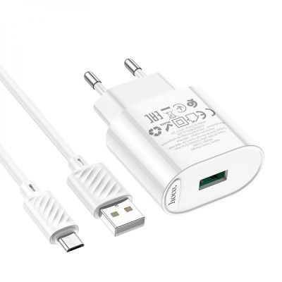 Сетевое зарядное устройство с кабелем Hoco C109A QC FCP и AFC 18 Вт USB - Micro USB