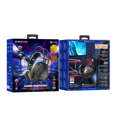 Игровые проводные наушники Borofone BO105 Thunder RGB подсветка,USB и Mini-Jack 3.5мм,с микрофоном Black Игровые проводные наушники Borofone BO105 Thunder RGB подсветка,USB и Mini-Jack 3.5мм,с микрофоном Black