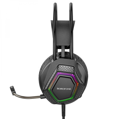 Игровые проводные наушники Borofone BO105 Thunder RGB подсветка,USB и Mini-Jack 3.5мм,с микрофоном Black Игровые проводные наушники Borofone BO105 Thunder RGB подсветка,USB и Mini-Jack 3.5мм,с микрофоном Black