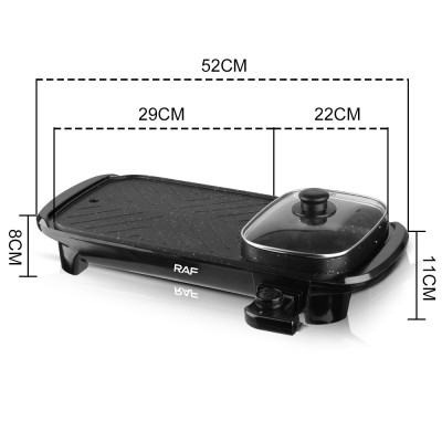 Гриль электрический RAF R.5303 2в1 с ёмкостью для готовки 1500W Black Гриль электрический RAF R.5303 2в1 с ёмкостью для готовки 1500W Black
