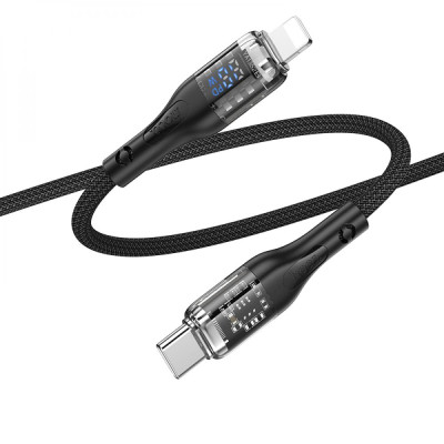 Кабель Hoco U115 Transparent PD20W With Display Type-C to Lightning 1.2 m Black Кабель Hoco U115 Transparent PD20W With Display Type-C to Lightning 1.2 m Black